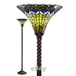 Tiffany Style Peacock Torchiere 72 High Lamp Torch Floor Lamp