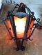 1 Vintage Electric Yellow Stained-glass Gothic Hanging Wrought Iron Lamp Light