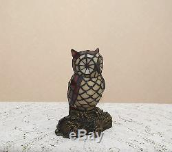 10.5H Stained Glass Handcrafted Owl Night Light Table Desk Lamp