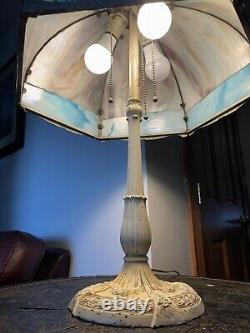 1172-801 Antique Miller Lamp Co. Slag Glass Table Lamp