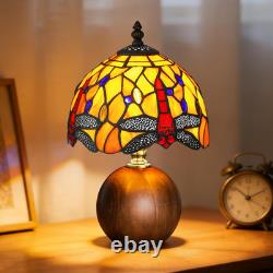 12.2 Tiffany Lamp, Handcrafted Dragonfly Stained Glass Table Lamp with Weighted
