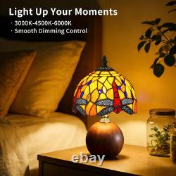 12.2 Tiffany Lamp, Handcrafted Dragonfly Stained Glass Table Lamp with Weighted
