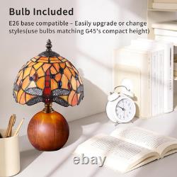 12.2 Tiffany Lamp, Handcrafted Dragonfly Stained Glass Table Lamp with Weighted