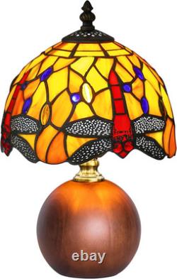 12.2 Tiffany Lamp, Handcrafted Dragonfly Stained Glass Table Lamp with Weighted