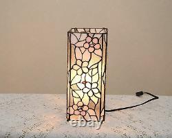 12.5 Stained Glass Handcrafted Square Desktop Flower Night Light Table Lamp