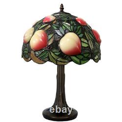 12 Peach Tiffany Style Stained Glass Desk Table Lamp Light Bedside Room DL26453