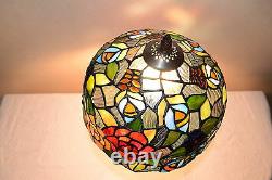 12W Flowers Stained Glass Handcrafted Table Desk Lamp, Zinc Base