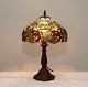 12w Grape Vine Stained Glass Handcrafted Table Desk Lamp, Zinc Base