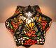 12w Rose Flowers Stained Glass Handcrafted Table Desk Lamp, Zinc Base