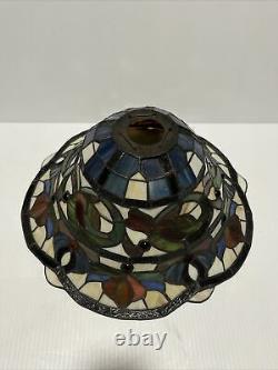 14 1/2 VINTAGE TIFFANY STYLE STAINED GLASS LAMP SHADE ONLY BEAUTIFUL Set Of 2