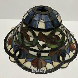14 1/2 VINTAGE TIFFANY STYLE STAINED GLASS LAMP SHADE ONLY BEAUTIFUL Set Of 2