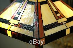 14.5W Mission style Stained Glass Handcrafted Zinc Base Table Desk Lamp