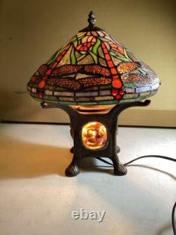 15 Multicolored Stained Glass Dragonfly Turtleback Table Lamp Vintage from 90's