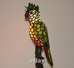 16 H Stained Glass Handcrafted Parrot Night Light Table Desk Lamp