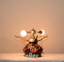 16 Handcrafted Stained Glass Dragonfly Lotus Water Lily Table Lamp 2 Lights