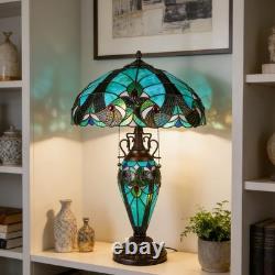 16''Tiffany Stained Glass Style Mother Daughter Table\bedside Lamp 3-Light Decor