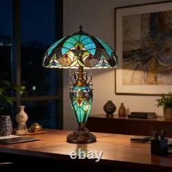 16''Tiffany Stained Glass Style Mother Daughter Table\bedside Lamp 3-Light Decor
