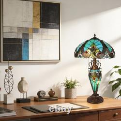 16''Tiffany Stained Glass Style Mother Daughter Table\bedside Lamp 3-Light Decor