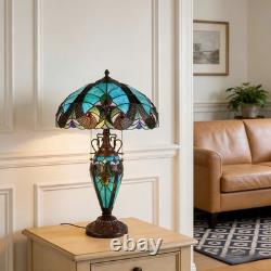16''Tiffany Stained Glass Style Mother Daughter Table\bedside Lamp 3-Light Decor