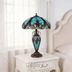 16''Tiffany Stained Glass Style Mother Daughter Table\bedside Lamp 3-Light Decor