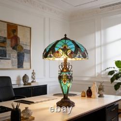 16''Tiffany Stained Glass Style Mother Daughter Table\bedside Lamp 3-Light Decor