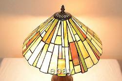 16W Mission style Stained Glass Handcrafted Table Desk Lamp, Zinc Base