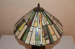 16W Mission style Stained Glass Handcrafted Table Desk Lamp, Zinc Base