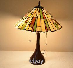 16W Mission style Stained Glass Tiffany Style Table Desk Lamp, Zinc Base