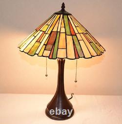 16W Mission style Stained Glass Tiffany Style Table Desk Lamp, Zinc Base