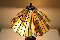 16W Mission style Stained Glass Tiffany Style Table Desk Lamp, Zinc Base