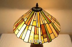 16W Mission style Stained Glass Tiffany Style Table Desk Lamp, Zinc Base
