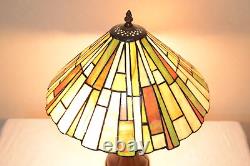 16W Mission style Stained Glass Tiffany Style Table Desk Lamp, Zinc Base