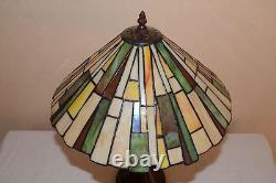 16W Mission style Stained Glass Tiffany Style Table Desk Lamp, Zinc Base