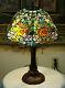 16w Roses Stained Glass Handcrafted Table Desk Lamp, Zinc Base
