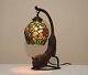 18.5h Cat/ Grape Vine Stained Glass Handcrafted Table Desk Lamp Night Light