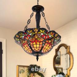 18 Stained Glass Tiffany Ceiling Light Fixture Retro 3-Light Bohemia Chandelier