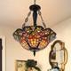 18 Stained Glass Tiffany Ceiling Light Fixture Retro 3-light Bohemia Chandelier