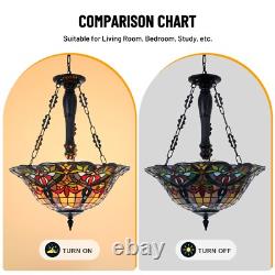 18 Stained Glass Tiffany Ceiling Light Fixture Retro 3-Light Bohemia Chandelier