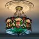 18 Tiffany Stained Glass Chandelier 5-light Pendant Lamp Inverted Ceiling Light