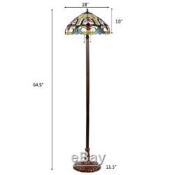 18 Tiffany Style Floor Lamp Victorian 2 Light withStained Glass Lampshade Bedroom