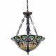 18in Inverted Ceiling Pendant Shade Lamp Tiffany Stained Glass 3 Light Hanging