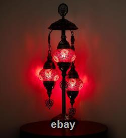 19.3 Handcrafted Turkish Mosaic Lamp, 3 X 3.93 Colorful Stained Glass, Moroccan