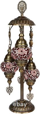 19.3 Handcrafted Turkish Mosaic Lamp, 3 X 3.93 Colorful Stained Glass, Moroccan