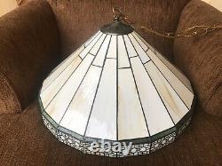 19 Wide Mission Style Hanging Light Fixture Lamp Chandelier Stained Slag Glass