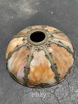 1910 Vtg Stained Glass Lamp Shade Deco Mission Tiffany Style 181/2 8 Panel Lead