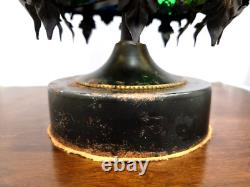 1970s Mid Century Metal Gothic Stained Glass Grated Multi Color Lamp VERY HEAVY