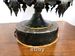 1970s Mid Century Metal Gothic Stained Glass Grated Multi Color Lamp VERY HEAVY