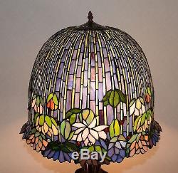 19W metal Base Lotus Water Lily Flower Stained Glass Handcrafted Table Lamp