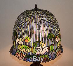 19W metal Base Lotus Water Lily Flower Stained Glass Handcrafted Table Lamp