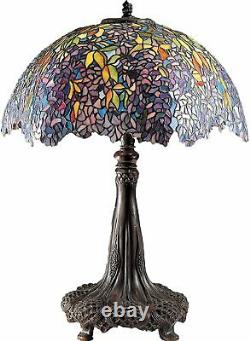 $2,250 QUOIZEL 31 LABURNUM STAINED GLASS TABLE LAMP WISTERIA tiffany craftsman